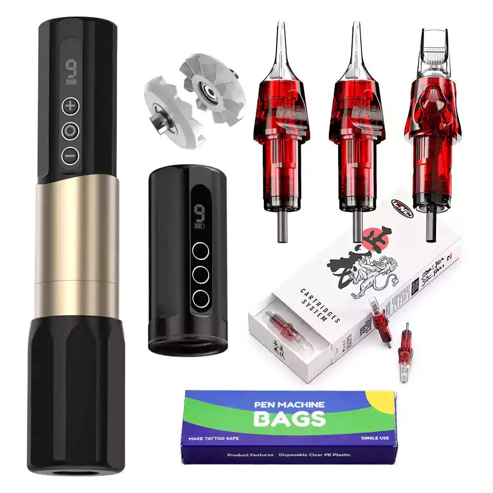 CNC CW2 Wireless Tattoo Pen Kit With 60 Packs Of Police Cartridges